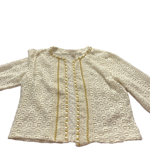 Chicos size 0 gorgeous jewel neck jacket with gold hardware retro classic.